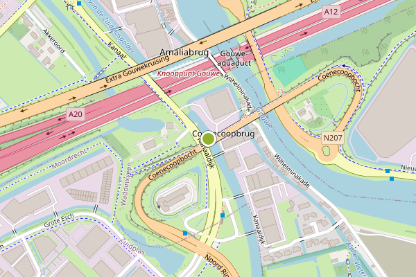 Ambulance-melding op Coenecoopbrug, Waddinxveen op 3 augustus, kaart-overzicht