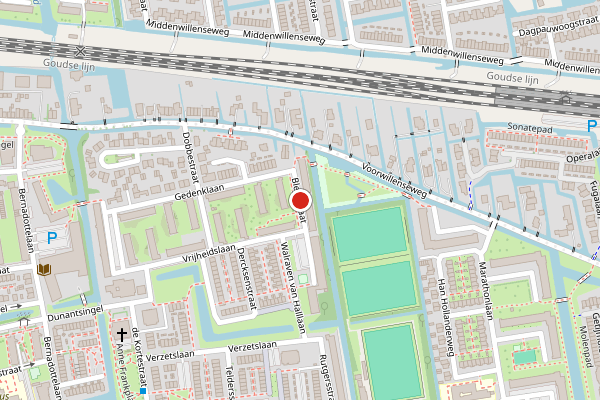 Brandweer-melding op Bleysstraat, Gouda op 3 augustus, kaart-overzicht