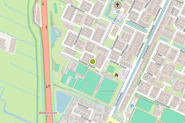 Ambulance-melding op Groene Zoom, Bodegraven op 4 augustus, kaart-overzicht