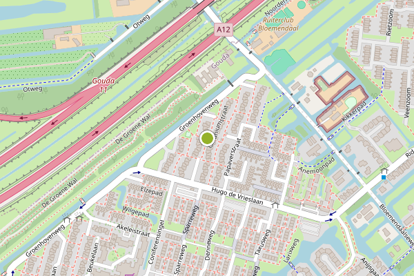 Ambulance-melding op Geraniumstraat, Gouda op 5 augustus, kaart-overzicht