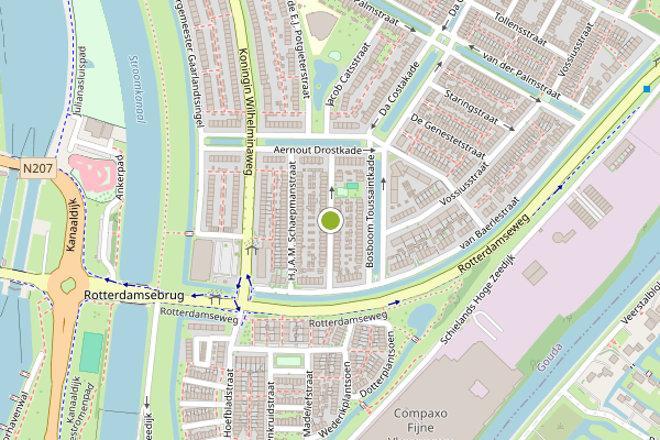 Ambulance-melding op R.C. Bakhuizen van den Brinkstraat, Gouda op 5 augustus, kaart-overzicht