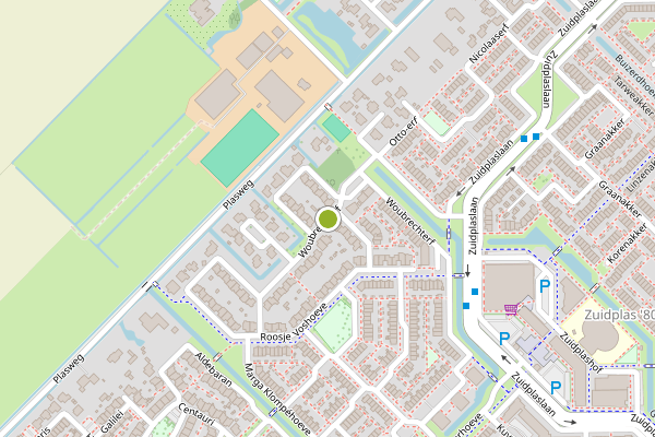 Ambulance-melding op Woubrechterf, Waddinxveen op 5 augustus, kaart-overzicht