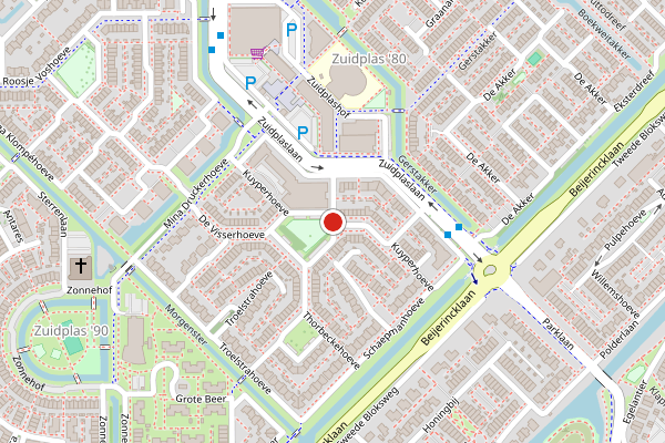 Brandweer-melding op Kuyperhoeve, Waddinxveen op 5 augustus, kaart-overzicht