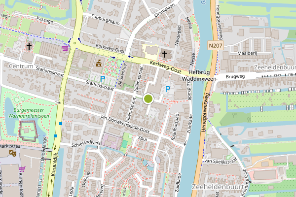 Ambulance-melding op Raadhuisplein, Waddinxveen op 2 juni, kaart-overzicht