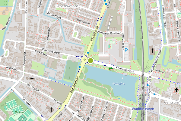 Ambulance-melding op Kerkweg-West, Waddinxveen op 1 juni, kaart-overzicht