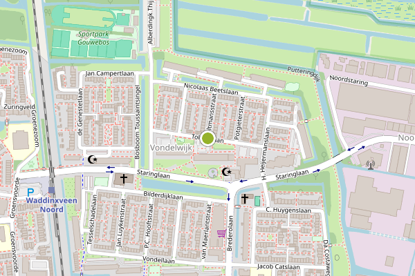 Ambulance-melding op Tollenslaan, Waddinxveen op 1 juni, kaart-overzicht