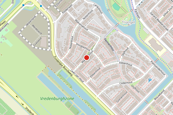 Brandweer-melding op Mahoniehout, Waddinxveen op 1 juni, kaart-overzicht