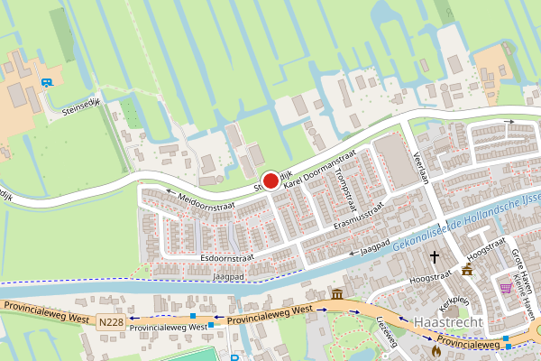 Brandweer-melding op Steinsedijk, Haastrecht op 11 mei, kaart-overzicht