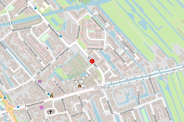 Brandweer-melding op Kievitslaan, Stolwijk op 11 mei, kaart-overzicht