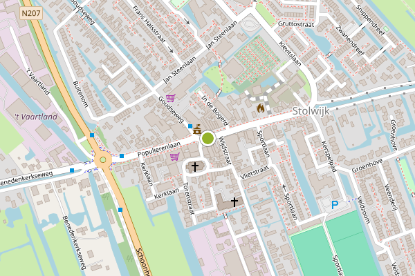 Ambulance-melding op Dorpsplein, Stolwijk op 10 mei, kaart-overzicht