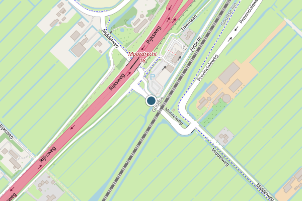 Politie-melding op Middelweg, Moordrecht op 5 juni, kaart-overzicht