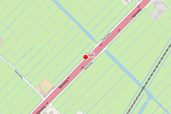 Brandweer-melding op Rijksweg, Cortelande op 5 juni, kaart-overzicht