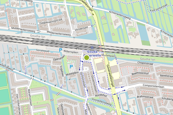 Ambulance-melding op Willensplein, Gouda op 6 juni, kaart-overzicht