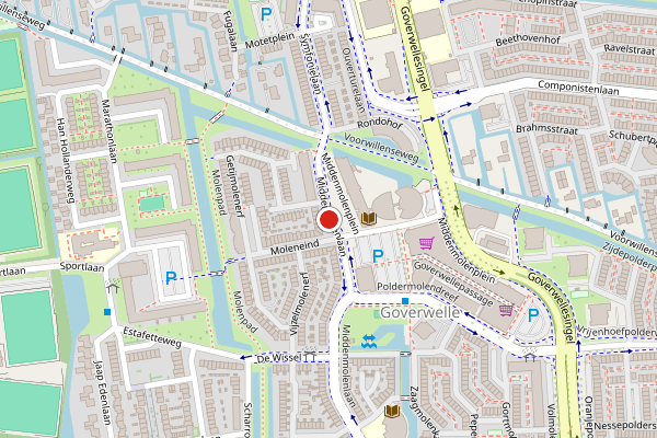 Brandweer-melding op Middenmolenlaan, Gouda op 8 juni, kaart-overzicht