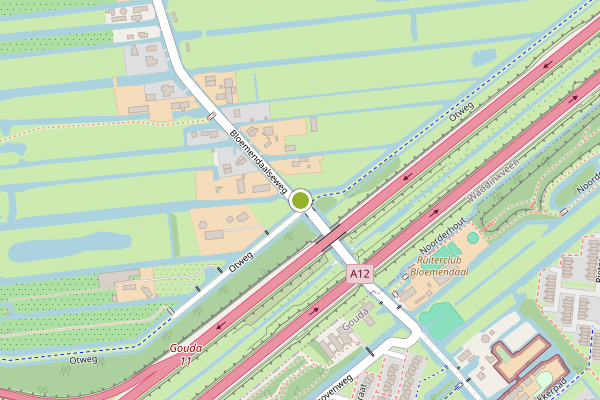 Ambulance-melding op Bloemendaalseweg, Waddinxveen op 9 juni, kaart-overzicht