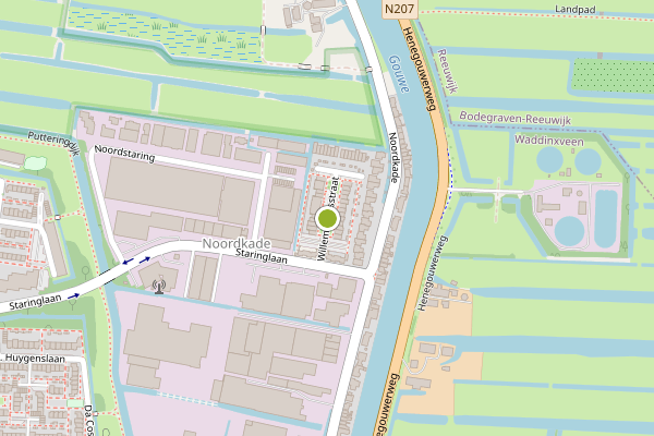 Ambulance-melding op Willem Kloosstraat, Waddinxveen op 10 juni, kaart-overzicht