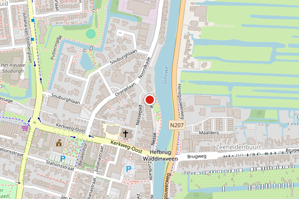 Brandweer-melding op Nesse, Waddinxveen op 11 juni, kaart-overzicht