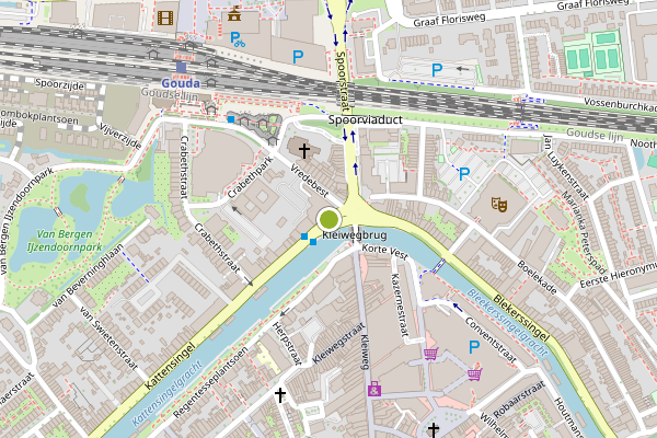 Ambulance-melding op Kattensingel, Gouda op 14 juni, kaart-overzicht