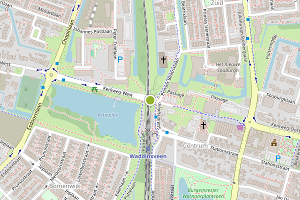 Ambulance-melding op Kerkweg-West, Waddinxveen op 16 juni, kaart-overzicht