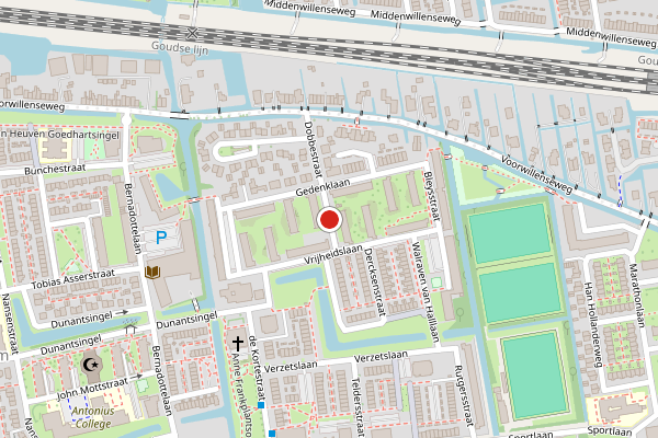 Brandweer-melding op Brandsmastraat, Gouda op 17 juni, kaart-overzicht