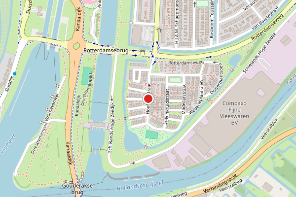Brandweer-melding op Hoefbladstraat, Gouda op 20 juni, kaart-overzicht