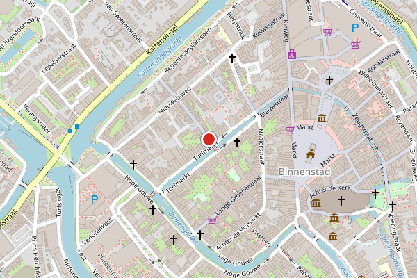 Brandweer-melding op Lange Dwarsstraat, Gouda op 19 juni, kaart-overzicht
