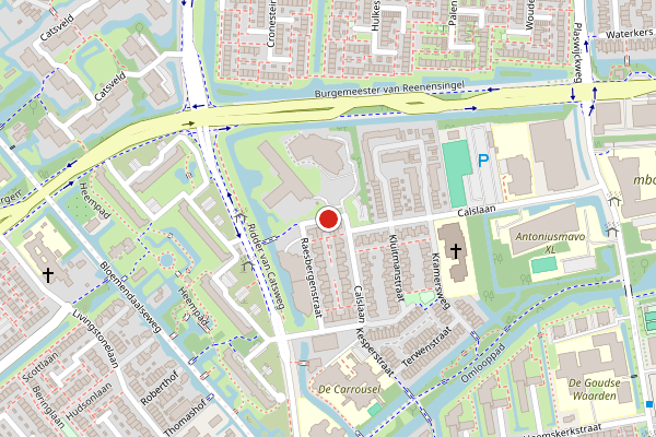 Brandweer-melding op Anna van Meertenstraat, Gouda op 21 juni, kaart-overzicht