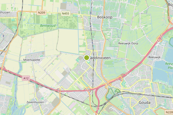 Ambulance-melding op Coenecoop, Waddinxveen op 22 juni, kaart-overzicht