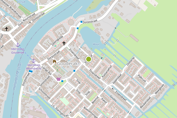 Ambulance-melding op Elzenhof, Gouderak op 22 juni, kaart-overzicht