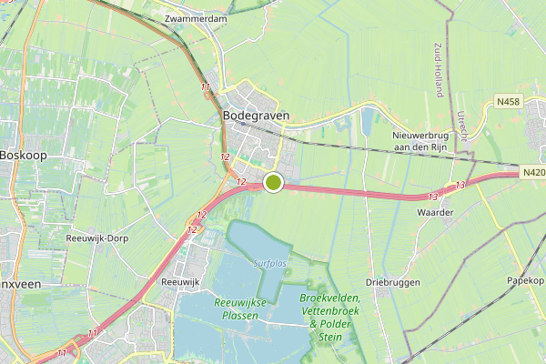 Ambulance-melding op Zwaluw, Bodegraven op 23 juni, kaart-overzicht