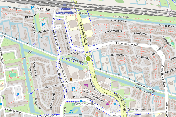 Ambulance-melding op Goverwellesingel, Gouda op 23 juni, kaart-overzicht