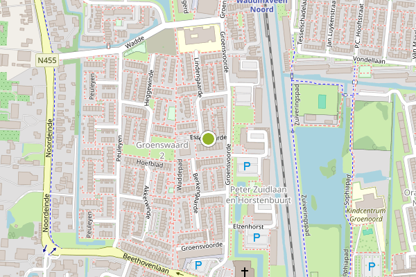 Ambulance-melding op Essengaarde, Waddinxveen op 24 juni, kaart-overzicht