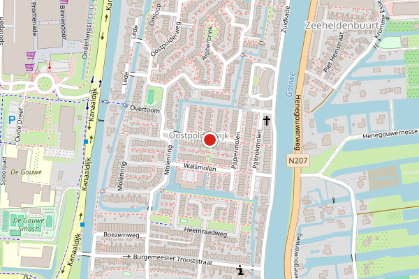 Brandweer-melding op Windmolen, Waddinxveen op 24 juni, kaart-overzicht