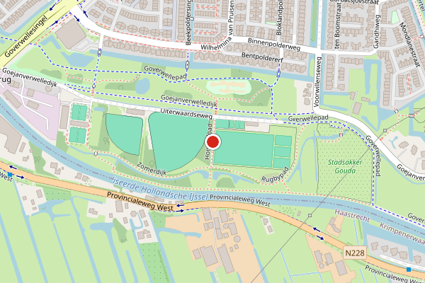 Brandweer-melding op Honkbalpad, Gouda op 24 juni, kaart-overzicht
