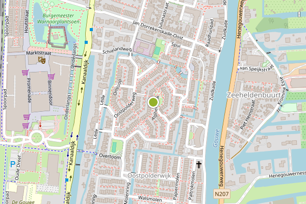 Ambulance-melding op Alpherbrink, Waddinxveen op 25 juni, kaart-overzicht