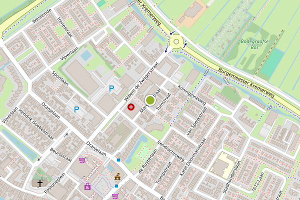 Ambulance-melding op Margrietstraat, Bodegraven op 25 juni, kaart-overzicht