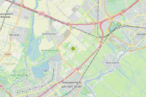 Ambulance-melding op Westeinde, Moordrecht op 25 juni, kaart-overzicht