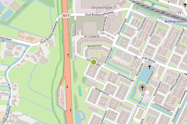 Ambulance-melding op Dronenweg, Bodegraven op 26 juni, kaart-overzicht