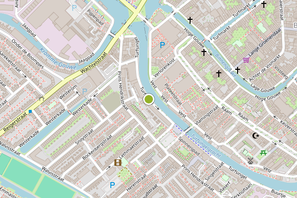 Ambulance-melding op Turfsingel, Gouda op 27 juni, kaart-overzicht