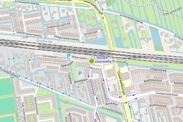 Ambulance-melding op Willensplein, Gouda op 27 juni, kaart-overzicht